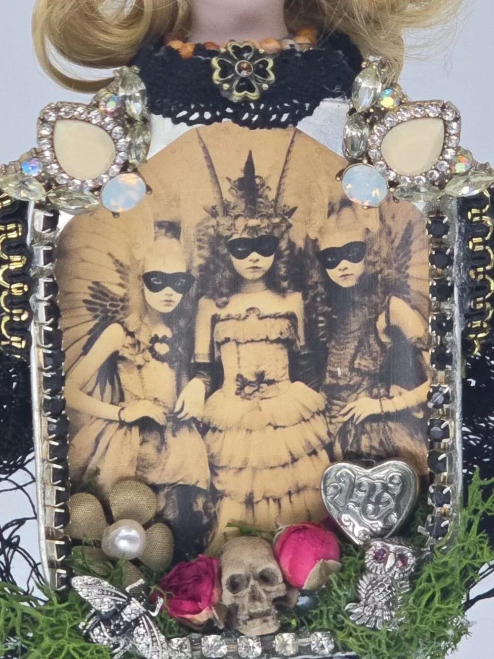 OOAK Mixed Media Assemblage Art Doll Masquerade Queen Witch Gothic Curiosity 10